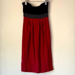 Ella Moss Strapless Dress in Deep Red, Black and Charcoal